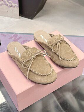 Miu Miu Suede Bow Loafers